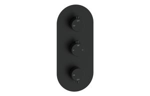 Aura Thermostatic Two Outlet Triple Shower Valve - Matt Black
